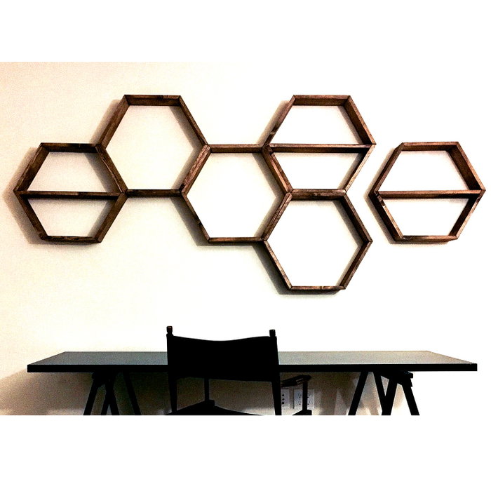 Hanah Home Raf109 Set de 6 Estantes de Pared en Madera Maciza Nogal